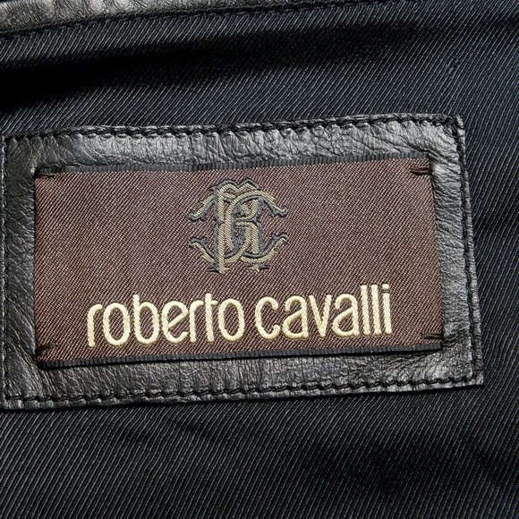 Roberto Cavalli 100% Leather Full Zip Biker Jacket - Picture 6 of 6